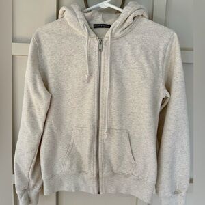 Brandy Melville Christy Hoodie Oversized Zip Up Sweatshirt Heather White